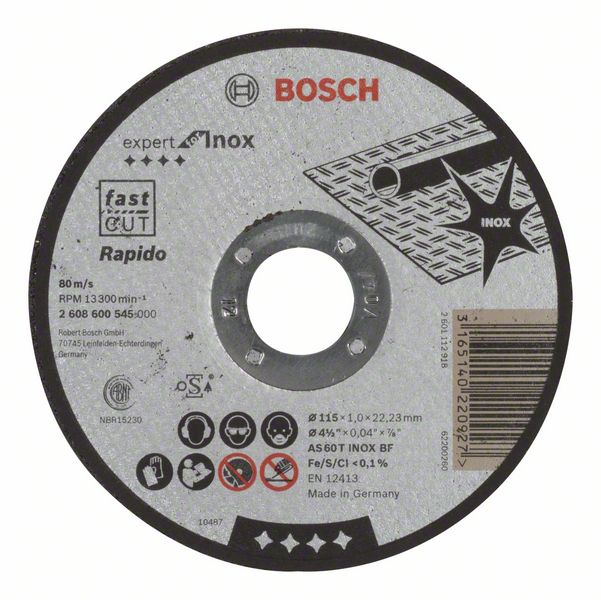  , , Expert for Inox - Rapido Bosch AS 60 T INOX BF, 115 mm, 1,0 mm (2608600545)