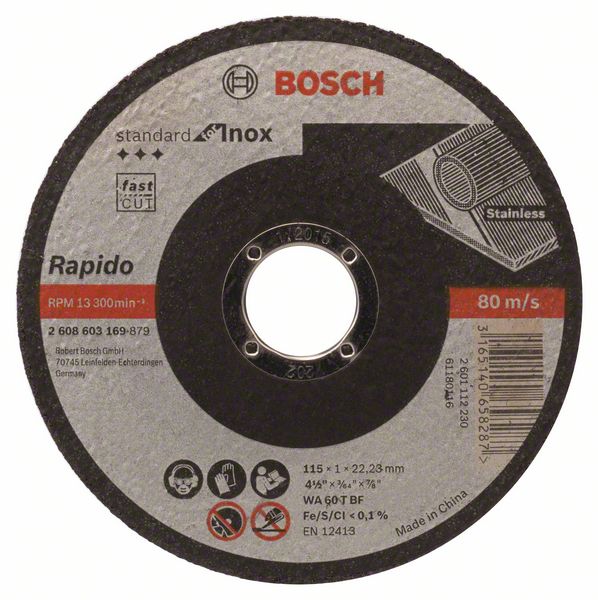  , , Standard for Inox - Rapido Bosch WA 60 T BF, 115 mm, 22,23 mm, 1,0 mm (2608603169) Bosch