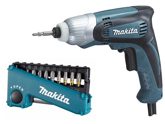Шуруповерт MAKITA TD0100 в кор. + Акция (набор насадок)(TD0100A1)