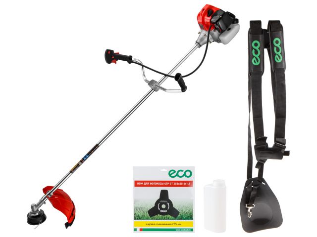 Мотокоса ECO GTP-251 Power (2.5 кВт, 3.4 л.с., 52.0 см3, лёгкий запуск, нож 3Т, ремень двухлямочный, вес 7.8 кг)