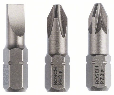 Набор из 3 насадок-бит Extra Hart (смешанный) Bosch S 1,0x5,5; PH2; PZ2; 25 мм (2607001766)