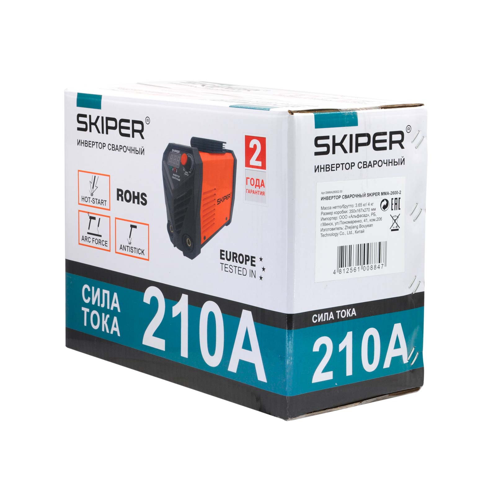 Инвертор сварочный SKIPER ММА-2600-12 (160-260 В, LED диспл., 210А, 1,6-3,2 мм,электрост. от 6,0 кВт- фото6