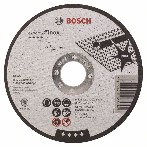 Отрезной круг, прямой, Expert for Inox Bosch AS 46 T INOX BF, 125 mm, 2,0 mm (2608600094) Bosch