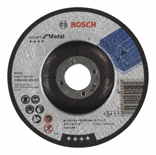 Отрезной круг, выпуклый, Expert for Metal Bosch A 30 S BF, 125 mm, 2,5 mm (2608600221) Bosch
