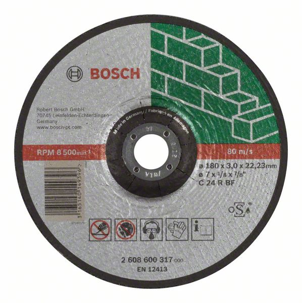 Отрезной круг, выпуклый, Expert for Stone Bosch C 24 R BF, 180 mm, 3,0 mm (2608600317)