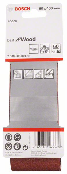 Набор из 3 шлифлент X440 Bosch 60 x 400 мм, 60 (2608606001)- фото2