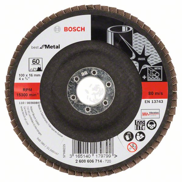 Лепестковый шлифкруг X571, Best for Metal Bosch 100 мм, 16 мм, 60 (2608606714)