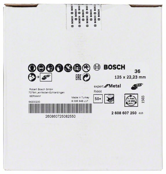 Фибровый шлифкруг R444, Expert for Metal Bosch 125 мм, 22,23 мм, 36 (2608607250) Bosch- фото2