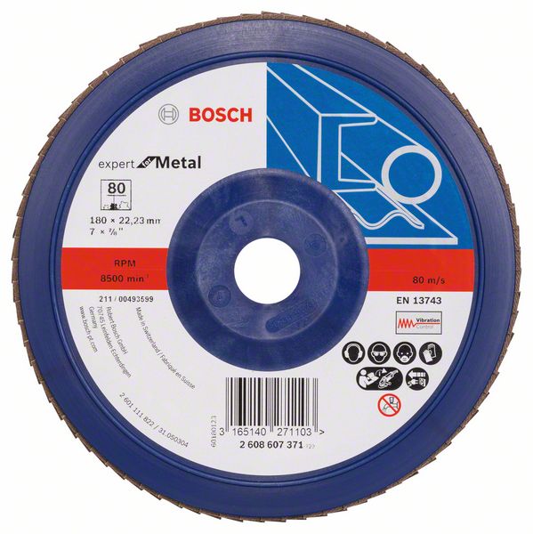 Лепестковый шлифкруг X551, Expert for Metal Bosch 180 мм, 22,23 мм, 80 (2608607371)