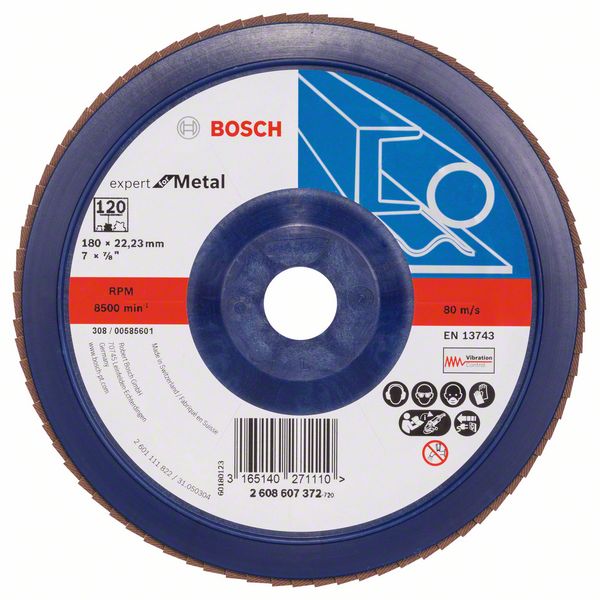 Лепестковый шлифкруг X551, Expert for Metal Bosch 180 мм, 22,23 мм, 120 (2608607372)