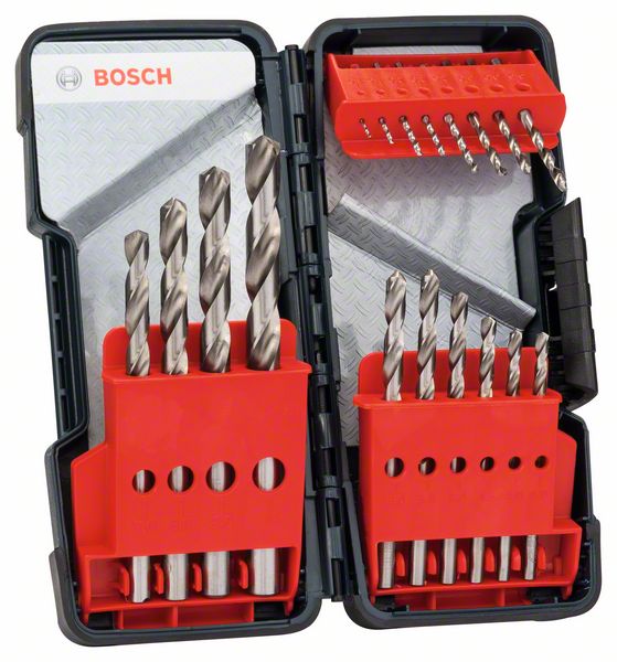 Набор из 18 сверл по металлу HSS-G, DIN 338, 135°, в Toughbox Bosch 1; 1,5; 2; 2,5; 3; 3,5; 4; 4,5; 5; 5,5; 6; 7; 8; 9; 10 mm (2607019578) Bosch