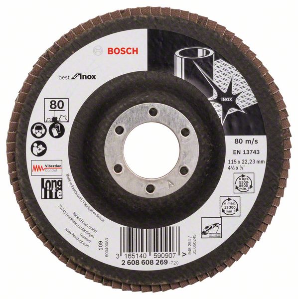 Лепестковый шлифкруг X581, Best for Inox Bosch 115 мм, 22,23 мм, 80 (2608608269)