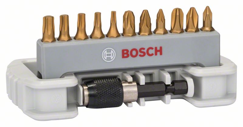 Набор бит для шуруповерта 11 шт., вкл. держатель для бит Bosch PH1; PH2; PH3; PZ1; PZ2; PZ3; T10; T15; T20; T25; T30; 25 мм (2608522126)