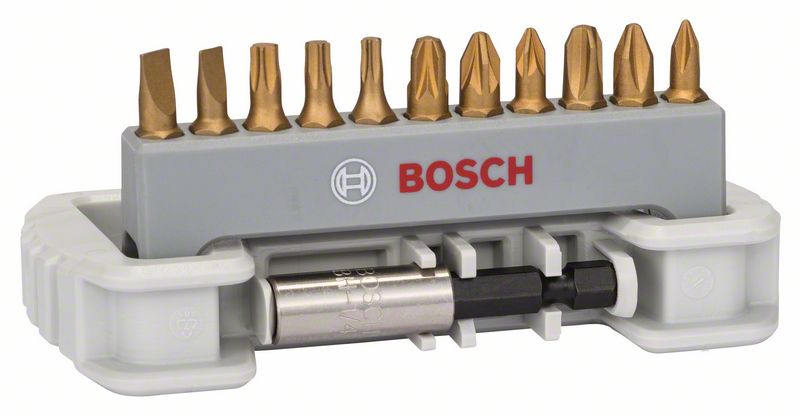 Набор бит для шуруповерта 11 шт., вкл. держатель для бит Bosch PH1; PH2; PH3; PZ1; PZ2; PZ3; T15; T20; T25; S0,6x4,5; S0,8x5,5; 25 мм (2608522133)