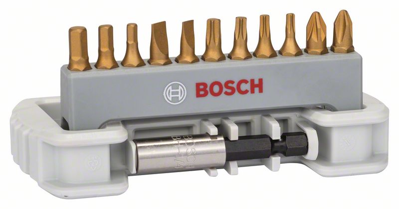 Набор бит для шуруповерта 11 шт., вкл. держатель для бит Bosch PH2; PZ2; T10; T15; T20; T25; S0,6x4,5; S0,8x5,5; HEX3; HEX4; HEX5; 25 мм (2608522134)