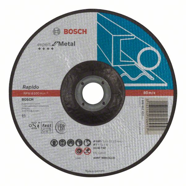 Отрезной круг, выпуклый, Expert for Metal, Rapido Bosch AS 46 T BF, 180 mm, 1,6 mm (2608603403)