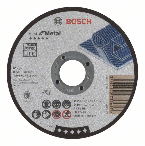 Отрезной круг, прямой, Best for Metal Bosch A 46 V BF, 115 mm, 1,5 mm (2608603516)