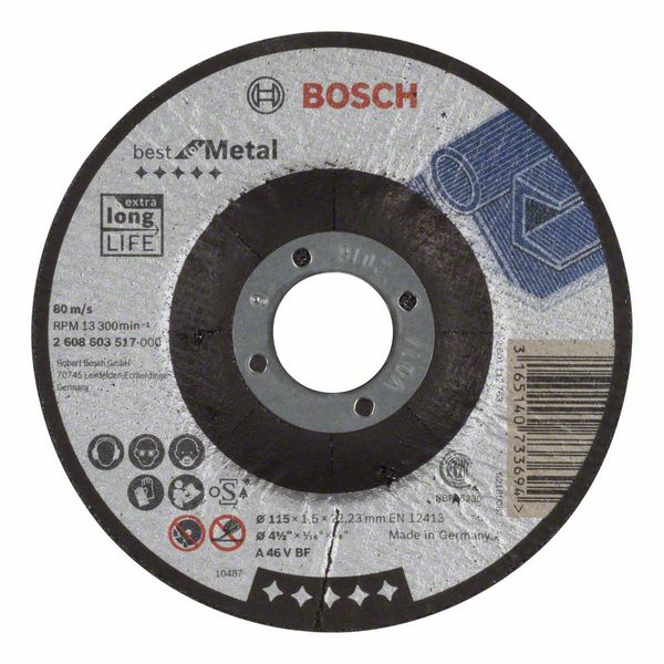 Отрезной круг, выпуклый, Best for Metal Bosch A 46 V BF, 115 mm, 1,5 mm (2608603517)