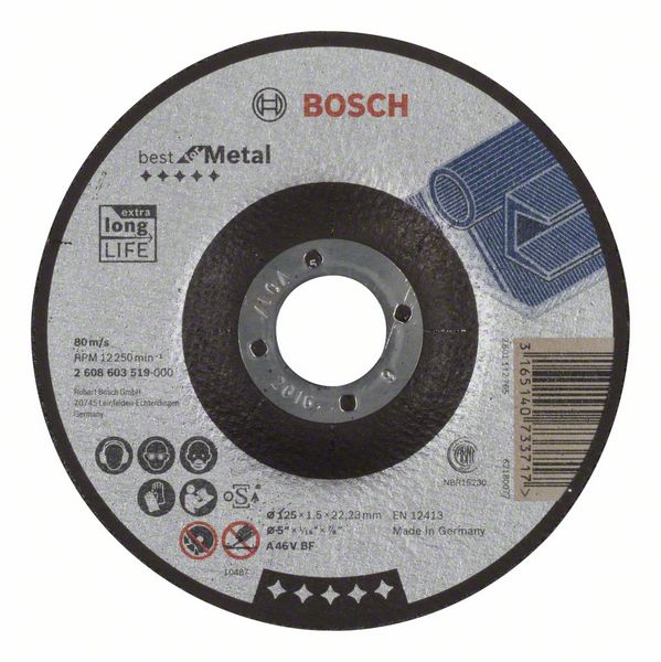 Отрезной круг, выпуклый, Best for Metal Bosch A 46 V BF, 125 mm, 1,5 mm (2608603519)