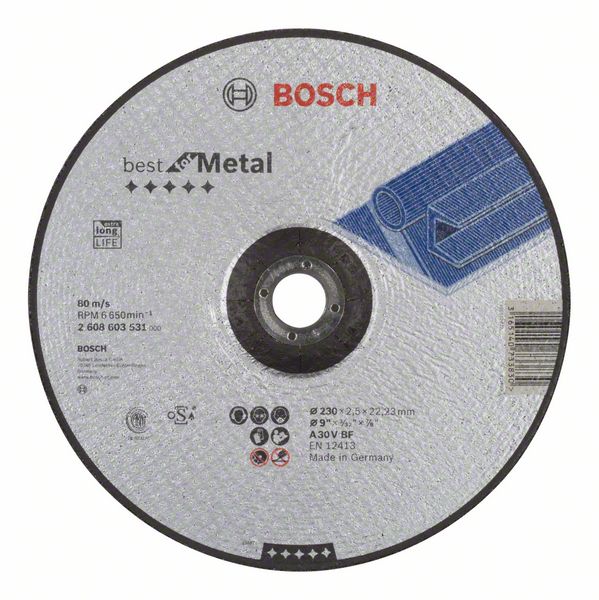 Отрезной круг, выпуклый, Best for Metal Bosch A 30 V BF, 230 mm, 2,5 mm (2608603531) BOSCH