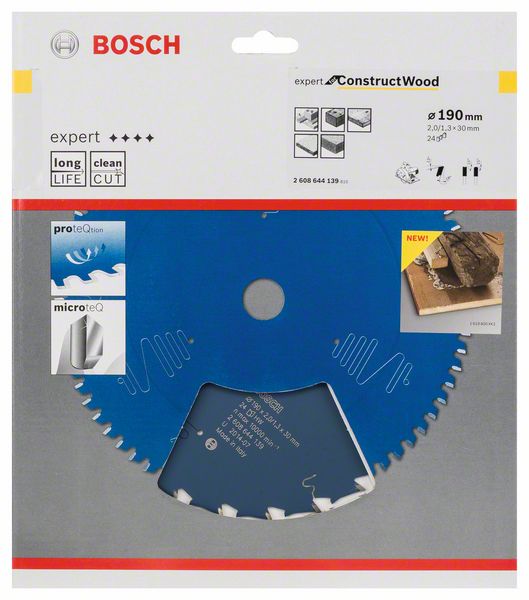 Пильный диск Expert for Construct Wood Bosch 190 x 30 x 2,0 mm, 24 (2608644139) Bosch