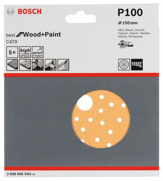 5 шлифлистов Best for Wood+Paint Multihole ?150 K100 Bosch (2608608X84) Bosch
