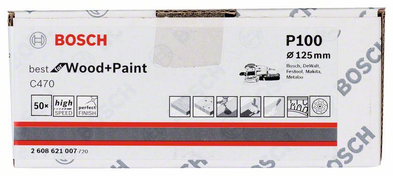 Шлифлист Best for Wood+Paint Multihole d125 K100 (-50-), BOSCH (2608621007) Bosch- фото2