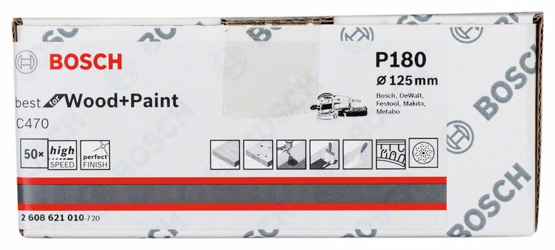 Шлифлист Best for Wood+Paint Multihole d125 K180 (-50-), BOSCH (2608621010) Bosch- фото2