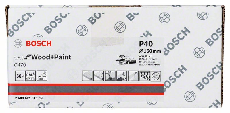 Шлифлист Best for Wood+Paint Multihole d150 K40 (-50-), BOSCH (2608621015) Bosch- фото2