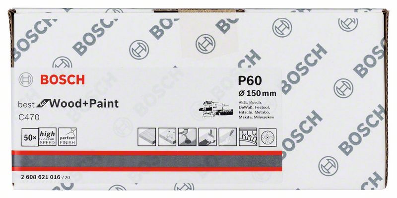 Шлифлист Best for Wood+Paint Multihole d150 K60 (-50-), BOSCH (2608621016) Bosch- фото2