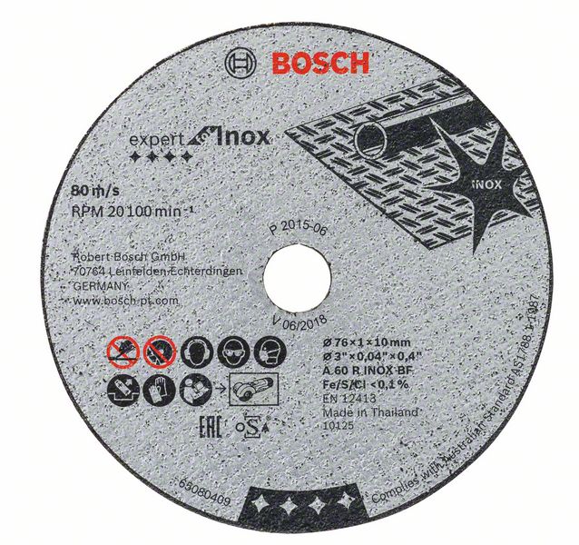 Отрезной круг 76x1x10mm Expert for Inox (в упаковке 5шт), BOSCH(2608601520) Bosch