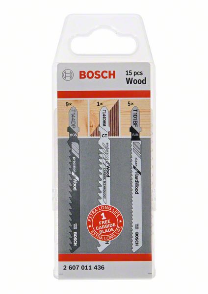 Набор пилок для лобзика по дереву (15шт), BOSCH (2607011436) Bosch
