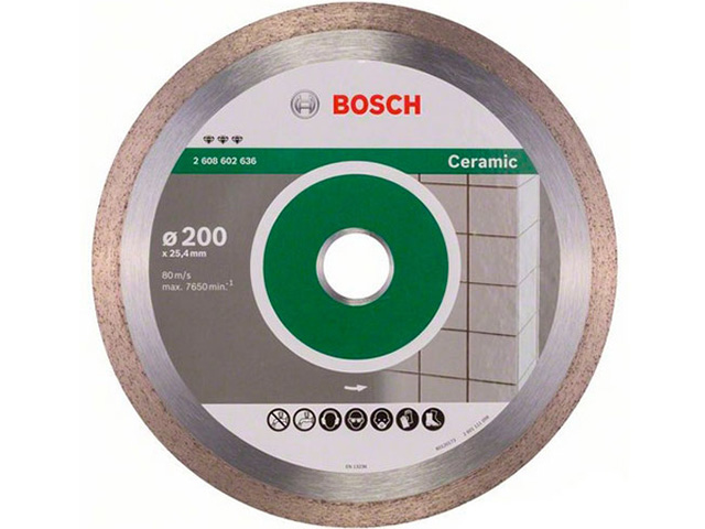 Круг алмазный  200х25.4 мм по керамике сплошн. BEST FOR CERAMIC BOSCH ( сухая/мокрая резка) 2608602636