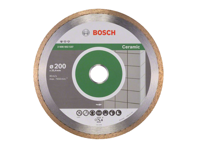 Круг алмазный 200х25.4 мм по керамике сплошн. STANDARD FOR CERAMIC BOSCH ( сухая/мокрая резка) 2608602537