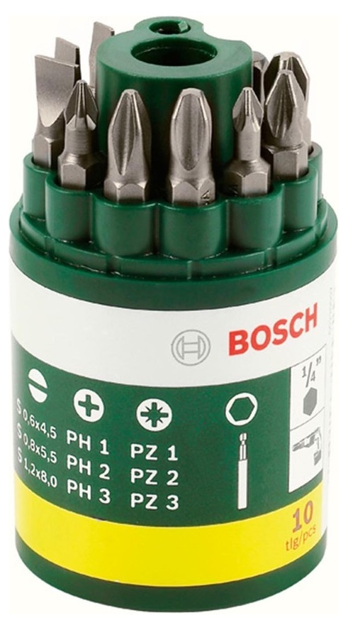 Набор бит  9шт. (PH1/2/3 PZ1/2/3 SL4.5/5.5/8)+ универсальный магнитный держатель, BOSCH (2607019454) Bosch