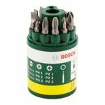 Набор бит  9шт (PH1/2/3 PZ1/2/3 SL45/55/8)+ универсальный магнитный держатель, BOSCH (2607019454) Bosch