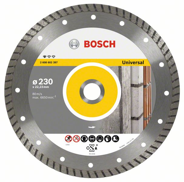 Алмазный отрезной круг Standard for Universal Turbo Bosch 115 x 22,23 x 2 x 10 mm (2608602393) BOSCH