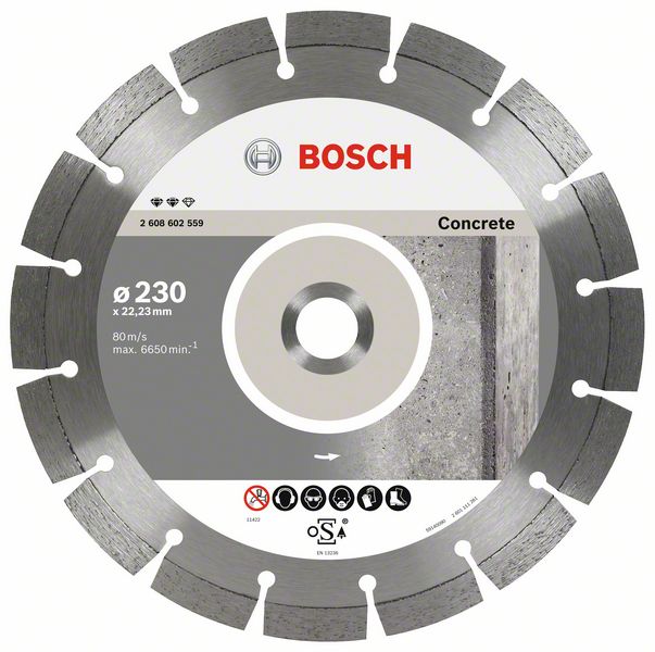 Алмазный отрезной круг Expert for Concrete Bosch 230 x 22,23 x 2,4 x 12 mm (2608602559) Bosch