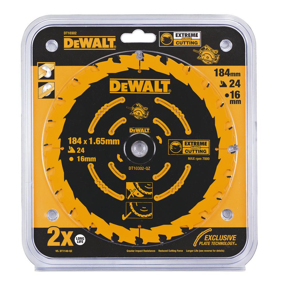 Пильн.диск EXTREME п/дер. 184/16 1.65 24 WZ +18° DeWALT (DT10302-QZ)