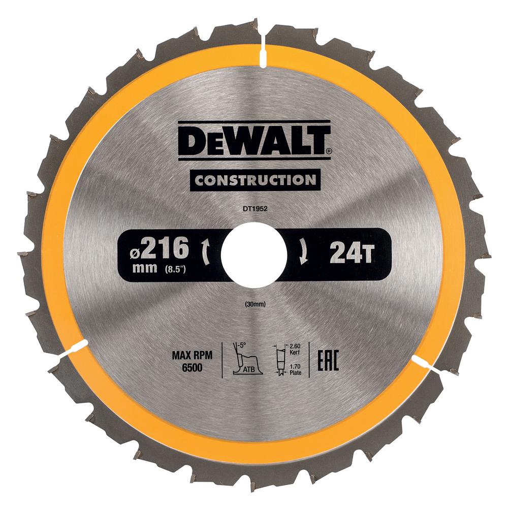 Пильн.диск CONSTRUCTION п/дер. с гвоздями 216/30 24 ATB +5° DeWALT (DT1952-QZ)