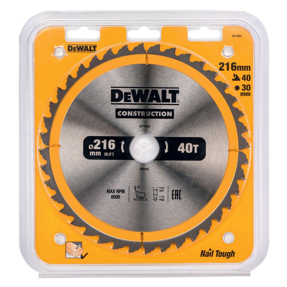 Пильн.диск CONSTRUCTION п/дер. с гвоздями 216/30 40 ATB -5° DeWALT (DT1953-QZ)