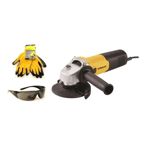 Угловая шлифмашина Stanley SGV115G + очки и перчатки в подарок