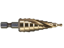 Сверло ступенчатое HSS-TiN с спиральным желобком, 4-12, 1/4"