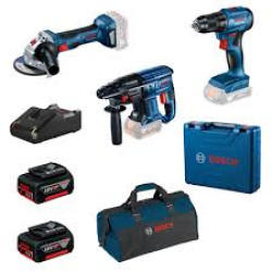 Набор инструментов BOSCH  (GSR 185-LI + GWS 180-LI + GBH 180-LI) 2 x GBA 18V 4.0Ah + GAL 18V-40 0.615.990.N1Y