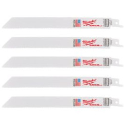 Полотно к сабельной пиле MILWAUKEE  THIN KERF  (5 шт / 200 мм / BIM 8%Co / демонтаж) 48475193