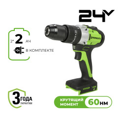 Аккумуляторная дрель-шуруповерт Greenworks GD24DD60 3704107CUC