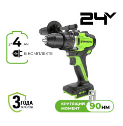 Аккумуляторная дрель-шуруповерт Greenworks GD24DD90 3707507CUD