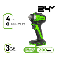 Аккумуляторный гайковерт Greenworks G24IW200 3803607CUA