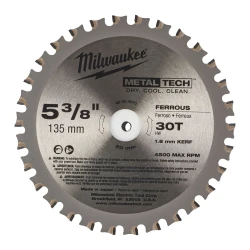 Пильный диск для циркулярной пилы по металлу 135x20x1,6 30 зубов Milwaukee 48404070