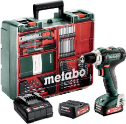 Дрель-шуруповерт METABO Powermaxx BS Basic Set с набором оснастки 40нм, 2Ач, с двумя аккумуляторами (601036870)